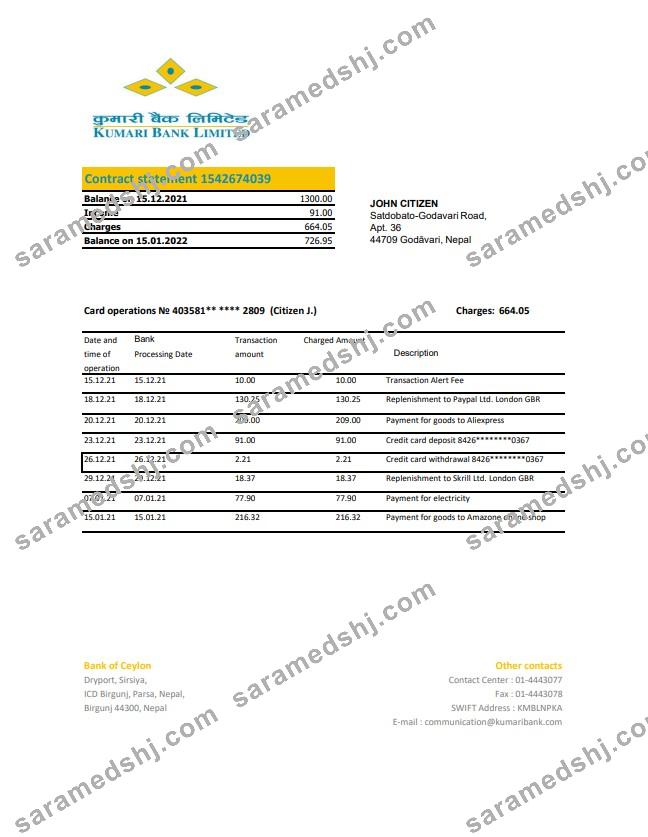 Nepal Kumari Bank excel pdf